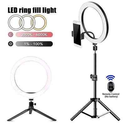 LED Selfie Ring Lighting Photographic Selfie Ring Lamp USB Remote Fill light For YouTube TikTok Video Live Phone Holder & Tripod